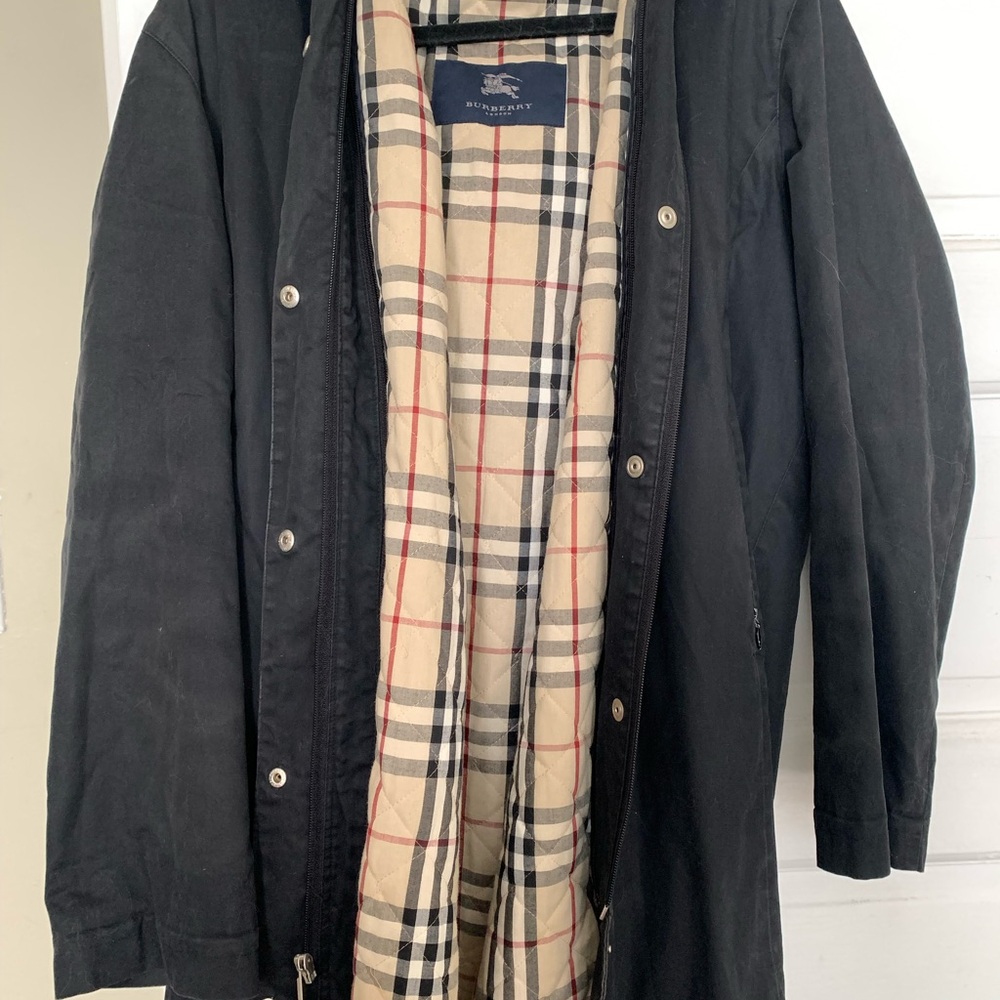Burberry Coat Black Hooded Large